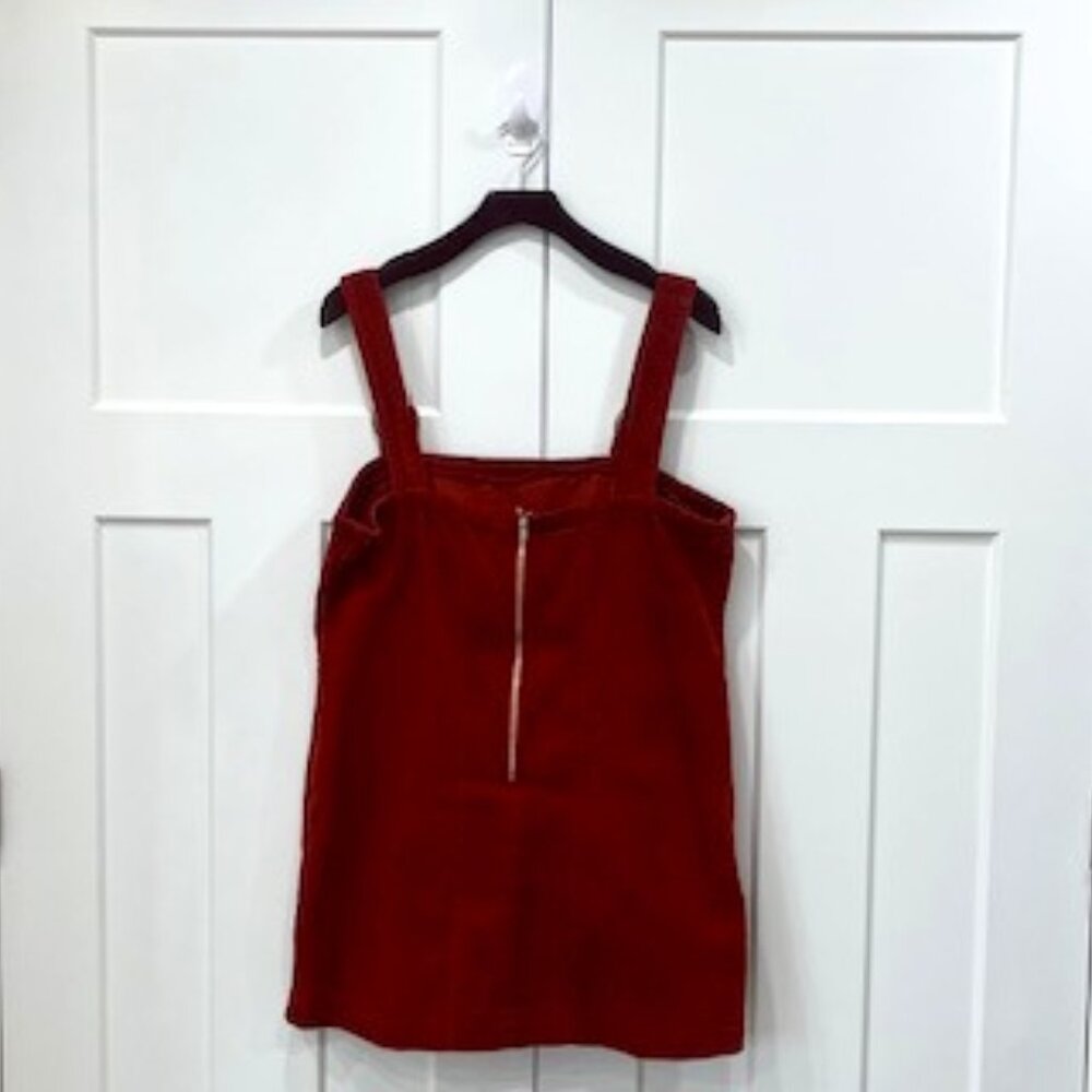 Mini corduroy jumper dress, slightly used, size L, rust color